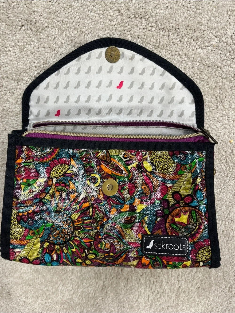 Sakroots Vibrant Multicolor Floral Pattern Cosmetic Bag (w/free surprises!)